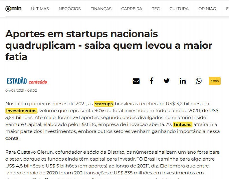 Aportes em startups nacionais quadruplicam - saiba quem levou a maior fatia